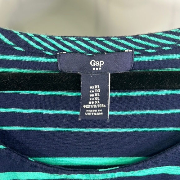 GAP Green and Navy Striped Midi Dress - Picture 4 of 6